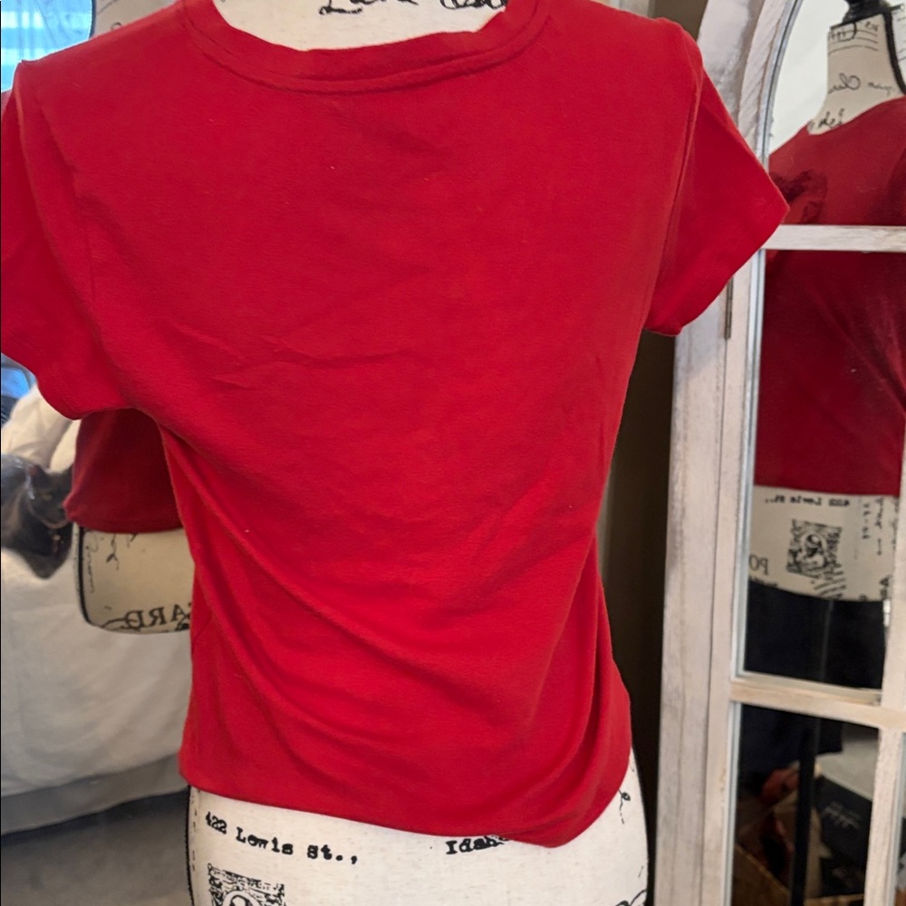 Red Tee with Ruffle Heart Design - Picture 5 of 7